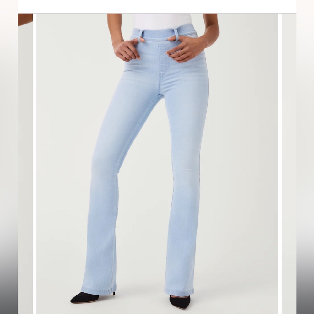 Spanx light wash flare jeans